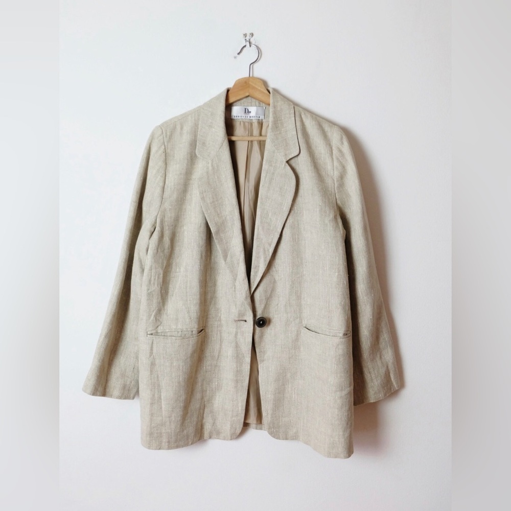 Vintage Ecru/ Ivory Linen Blends Blazer